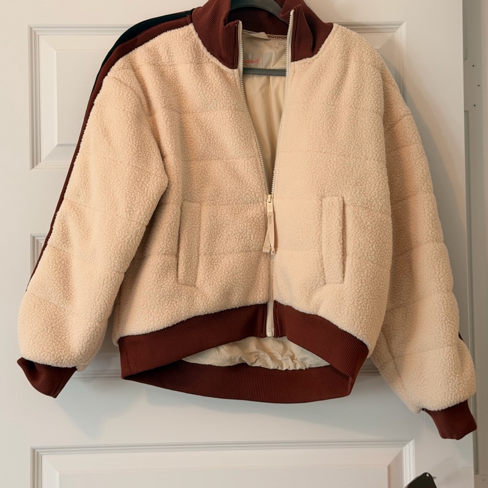 NEW FP Movement Free People Fleecy Sherpa Scrunchy Pippa Jacket Quilted
